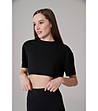 Къса черна дамска тениска -1 снимка