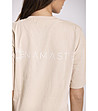 Бежова дамска памучна овърсайз тениска-4 снимка