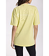 Светложълта дамска памучна овърсайз тениска-2 снимка