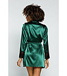 Изумрудено зелен сатенен дамски халат Hailey -1 снимка