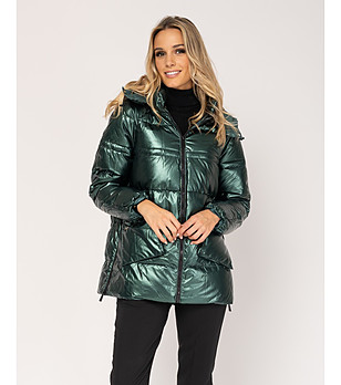 Зелено дамско зимно яке снимка