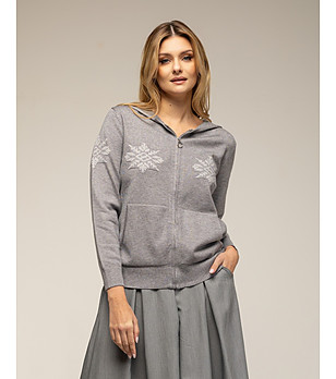 Сив дамски суитшърт  с ефектни мотиви снимка