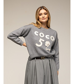 Сив дамски пуловер снимка