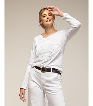 Памучна бяла дамска блуза снимка