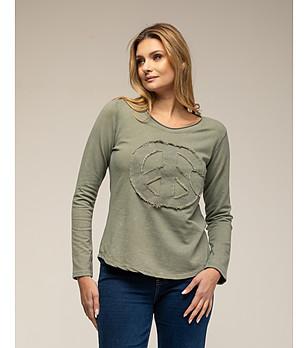 Дамска блуза в цвят каки  снимка