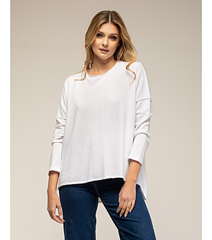 Памучна бяла дамска блуза  снимка