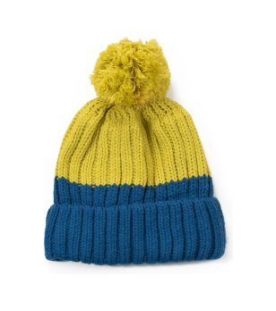 Детска зимна шапка в жълто и синьо снимка