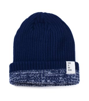 Унисекс тъмносиня шапка с двойна плетка снимка