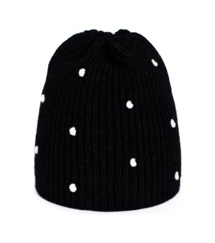 Детска черна шапка с бели точки снимка