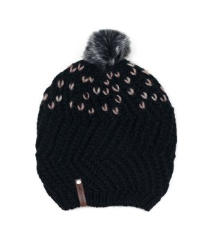 Зимна черна шапка с изкуствен помпон снимка