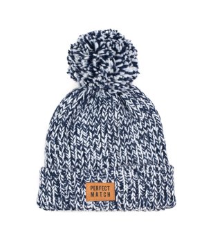 Зимна шапка в меланж на синьо и бяло снимка
