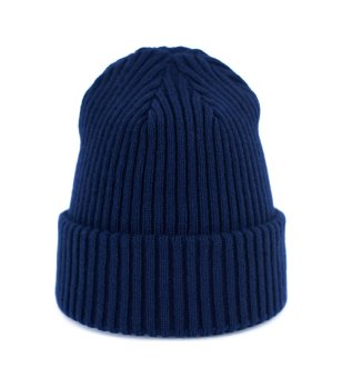 Унисекс тъмносиня зимна шапка снимка