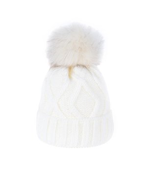Зимна шапка с помпон в екрю снимка