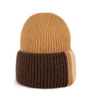 Зимна шапка в кафяви нюанси и бежово снимка