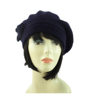 Тъмносиня дамска вълнена шапка снимка