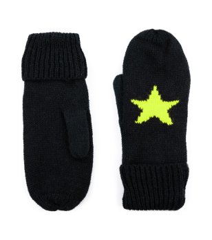 Ръкавици в черно със звезда в светложълто снимка