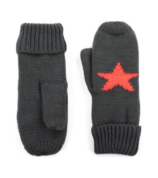 Дамски ръкавици в графит с оранжева звезда снимка