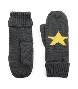 Ръкавици в цвят графит с един пръст с жълта звезда снимка