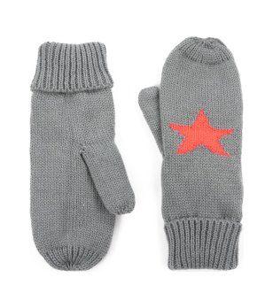 Дамски сиви ръкавици с оранжева звезда снимка