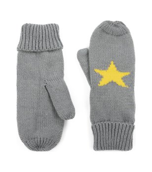 Дамски сиви ръкавици с жълта звезда снимка