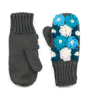 Дамски ръкавици в цвят графит с бродерия снимка