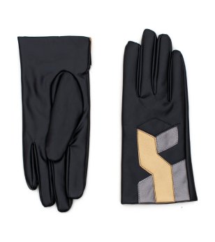 Дамски ръкавици в черно и златисто снимка