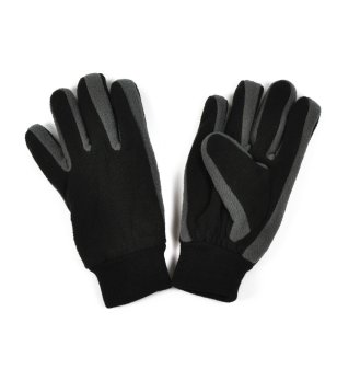 Дамски поларени ръкавици в черно и тъмносиво снимка