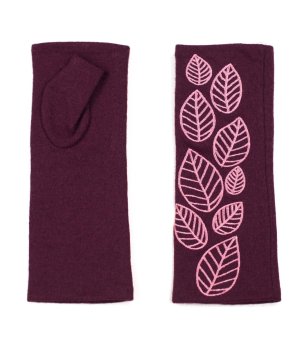 Ръкавици без пръсти в бордо и розово снимка