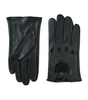 Мъжки черни шофьорски ръкавици от естествена кожа снимка