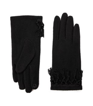 Дамски черни ръкавици Brooke с ефектни ресни снимка