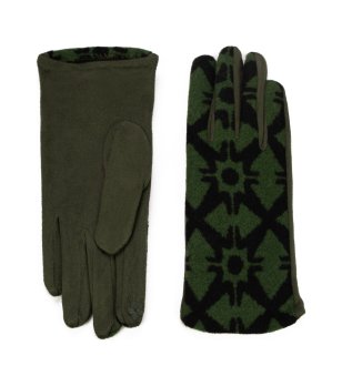 Дамски ръкавици в зелено и черно снимка
