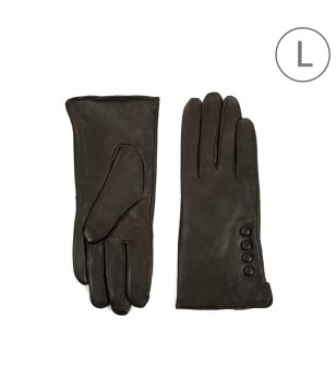 Дамски кафяви кожени ръкавици с копчета снимка