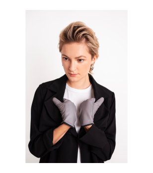 Дамски сиви кожени ръкавици Marti снимка