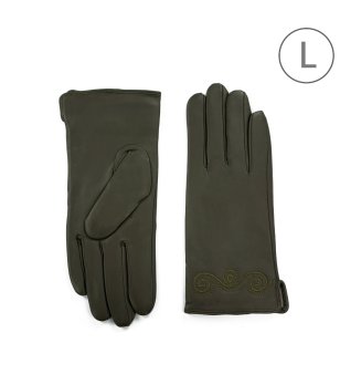 Дамски кожени ръкавици в каки снимка