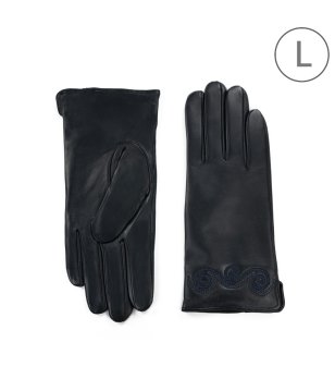 Дамски кожени ръкавици в тъмносиньо снимка