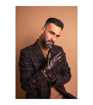 Тъмнокафяви кожени unisex ръкавици Derrel снимка