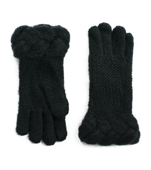 Ръкавици в черно с плетеници снимка