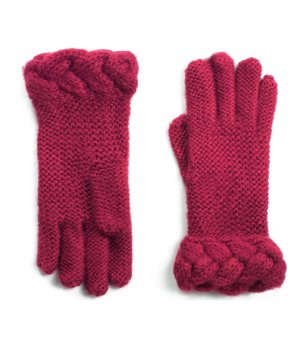Ръкавици в тъмночервено с плетеници снимка