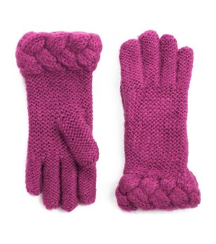 Ръкавици в циклама с плетеници снимка