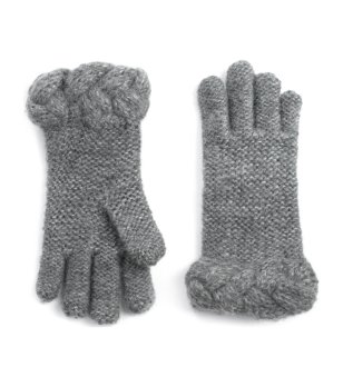 Ръкавици в сиво с плетеници снимка