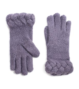Ръкавици във виолетово с плетеници снимка