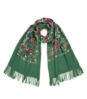 Дамски зелен класически шал снимка