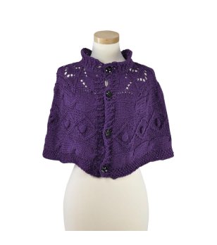 Дамски шал-пончо в лилаво снимка