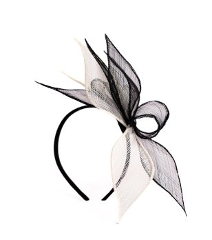 Дамски фасинатор в черно и екрю Ereb с лента снимка