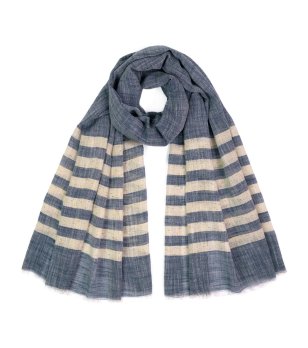 Шал в сиво и бежово с ресни Harper снимка