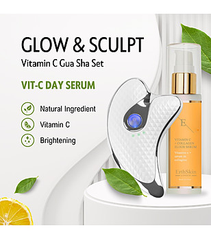 Комплект от вибрационно гуа ша и серум с витамин С 60мл снимка