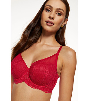 Червен сутиен с полумеки чашки снимка