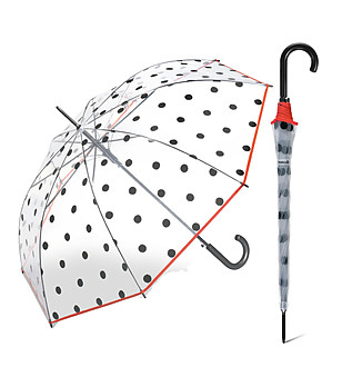 Прозрачен чадър на черни точки снимка