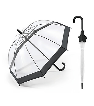 Прозрачен чадър с черен кант снимка