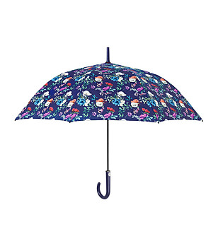 Автоматичен чадър в тъмносиньо с флорален принт снимка